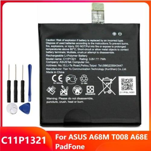 Original Replacement Phone Battery C11P1321 For ASUS A68M T008 A68E PadFone Genuine Rechargable Batteries 1820mAh With Tools