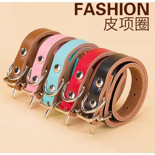 Cowhide Collar Dog Traction Rope Chain Medium Sized Small Simple Pet Goods