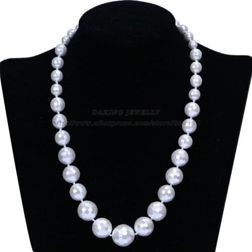 8-17.5mm graduated shell pearl necklace jewelry faced mother of pearl shape sea shell necklace