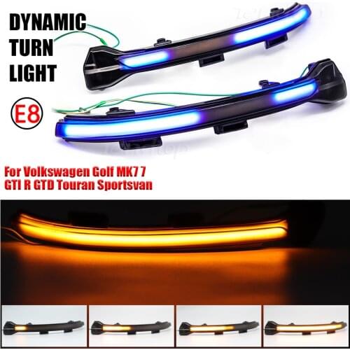 Pair For VW Golf 7.5 MK7.5 GTI R GTD RLINE MK7 7 Dynamic Blinker LED Turn Signal Mirror Light 2013 2014 2016 2018 2019 2020