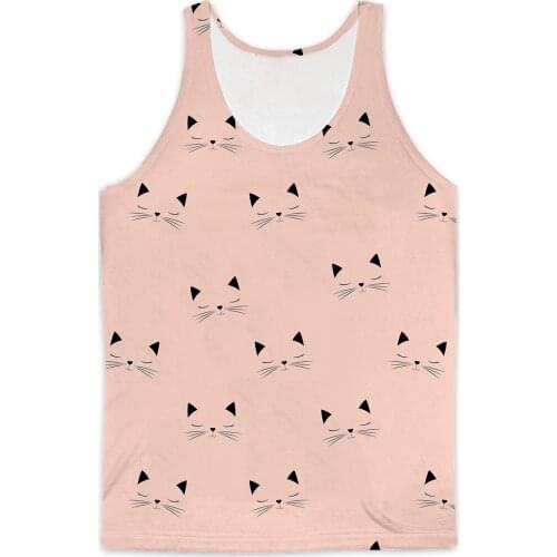 REAL American US SIZE Happy Cat Sublimation Printing plus size Tank top