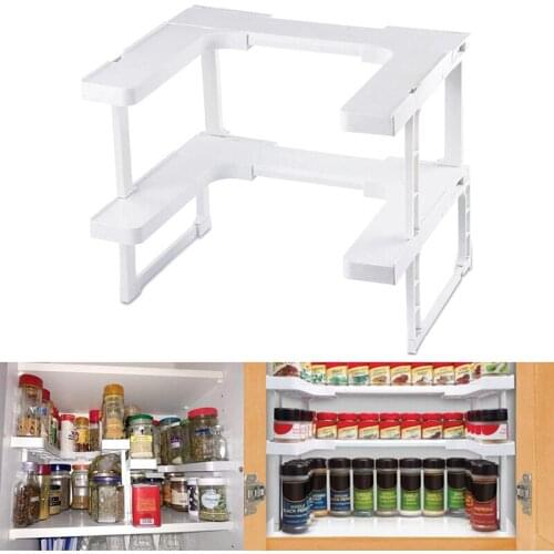 Adjustable Space Saving Rack 2 Layers Rack Countertop Organizer for Cabinet Storage Kitchen FU
