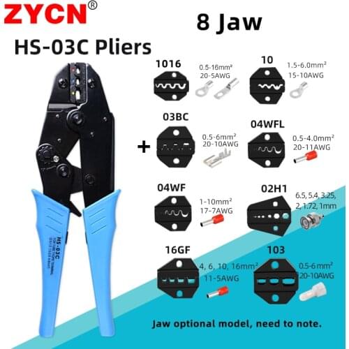 HS-03C Crimping Pliers Professional Insulated Wire Terminal Connectors Ratcheting Crimper Tool 22-10AWG Adjustable Multifunction