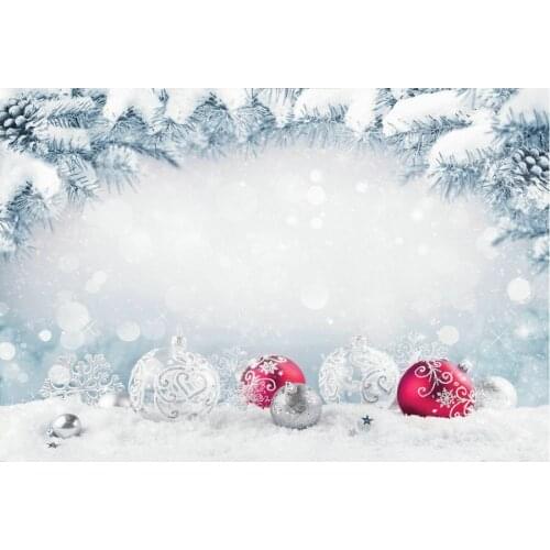 Christmas Backdrop Pine Branch Snowflake Ball Photography Background Happy New Year Xmas Party Decor Photo Booth Studio Props