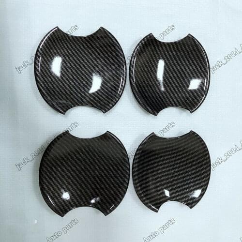 Carbon Fiber Door Handle Bowl Insert Cover Chrome Trim For Honda Civic 2006 2008 2009 2010 2011