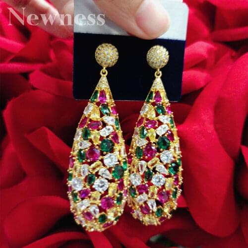 Newness Water Drop Luxury Cubic Zirconia African Nigerian Wedding jewelry for Women Bridal Earrings Jewelry Gift