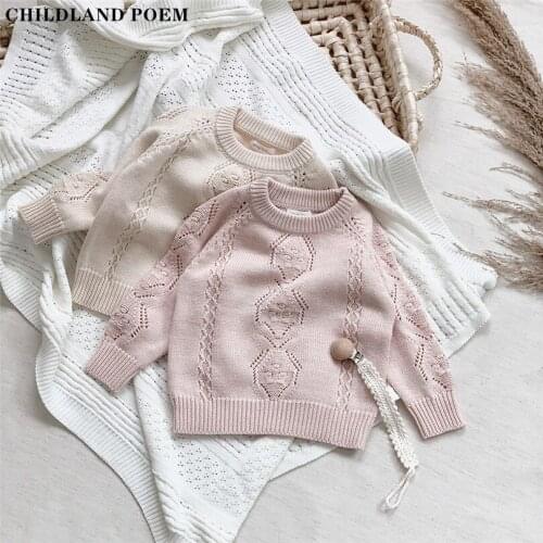 Knit Girls Sweater Autumn Spring Children Sweaters For Girl Cotton Hollow Out Baby Sweater Pullover Tops Toddler Girl Jumper