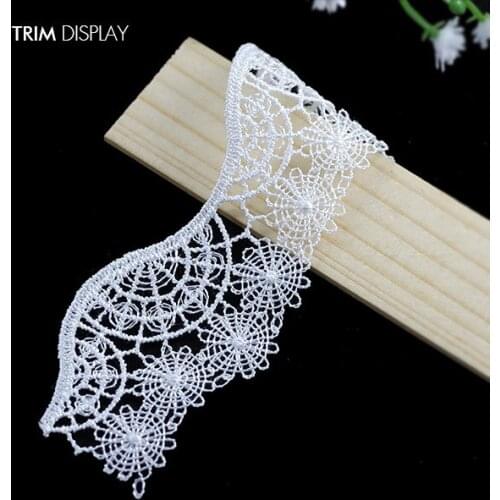 Embroidered Trim Lace White Motif Fabric Venise Sew on Scrapbooking Applique Sewing Supplies for Costume Accessories 28yd/T1073