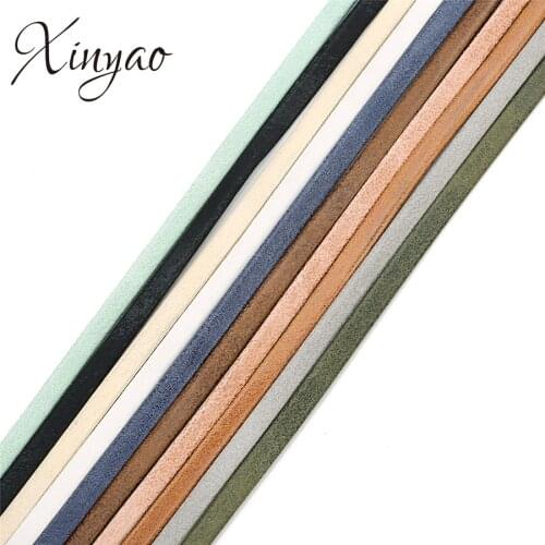 XINYAO 5Yard/lot 5mm Width 10 Colors Flat PU Leather Cord String Rope For Diy Necklace Bracelet Jewelry Making Findings