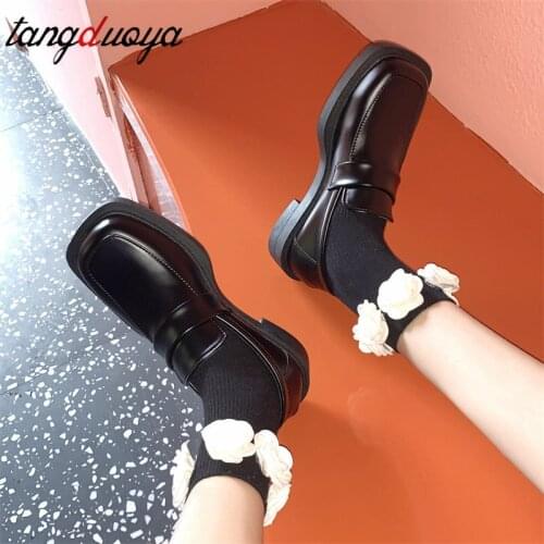 Japanese Student Shoes Girly Girl Lolita Shoes JK Commuter Uniform Shoes Loafer Casual Mary Jane shoes platform
