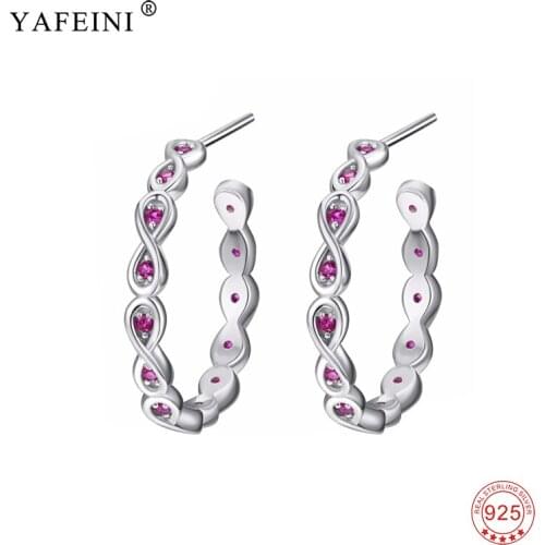 925 Sterling Silver Romantic Rose Red Crystal CZ Earring Sweet Smart Drop Earrings Fashion Jewelry For Women