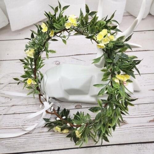 Small Flowers Green Leaf Crown Festival Headband Women Wedding Hair Accessories Girl Floral Garland Wedding Floral Headwear
