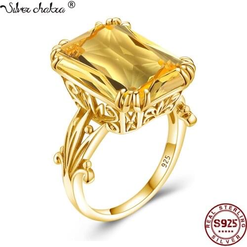 Silver Chakra 14k Gold Rings For Women Real 925 Sterling Silver Ring Rectangle Black Onyx Undefined Fine Jewelry Party Accessory