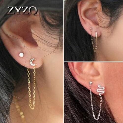 ZYZQ Simple long Ear Clip Geometric U-Shaped Ear Clip Moon Snake Earrings European and American Style Integrated Earrings