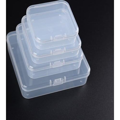 100pcs Empty transparent storage box Jewelry boxes 5.4x5.4x2cm 6.4x6.4x2cm 7.4x7.4x2.5cm 8.4x8.4x2.8cm 9.4x9.4x2.8cm
