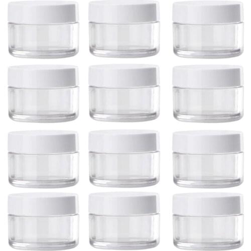 Behogar 12pcs Plastic Wide Mouth Storage Bottle Jars Containers with White Screw Cap Lid for Food Cosmetics DIY Slime Making