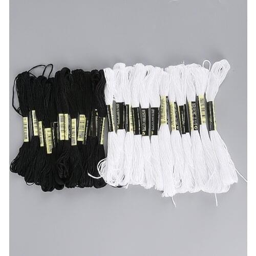 7.5 Meter Black White Color Each 12Pcs Cross Stitch Embroidery Thread Single Branch Line For Handmade Sewing Craft Accessories