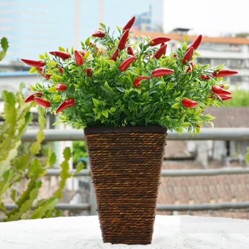 7- Fork little pepper Artificial Plants Fake Peppers Tree Household Decor Table Home Wedding Rustic Decorative Artificial plants