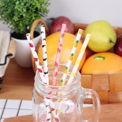 APRICOT 25pcs Paper Drinking Straws Mustache&Fruit Party Wedding Decoration Kids Birthday Baby Christmas Supplies Halloween