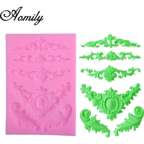 Aomily Sugarcraft 1 Piece Border Silicone Mold Relief Sculpture Fondant Mold Cake Decorating Tools Chocolate Gumpaste Mold