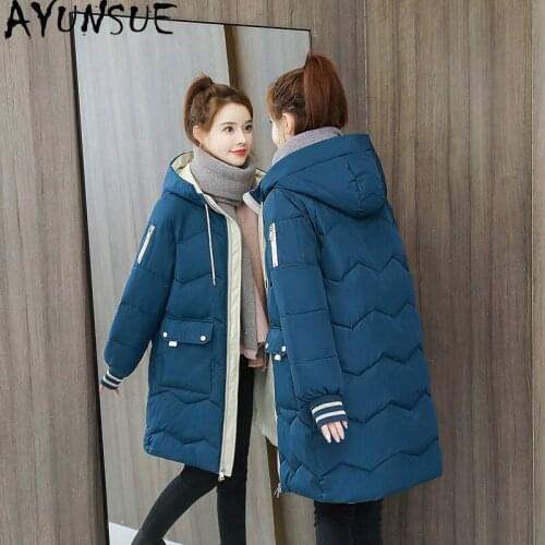 AYUNSUE Winter Coat Women 2021 Hooded Female Jackets Womens Black Coats Warm Parkas Korean Style Casaco Feminino Inverno Gxy68