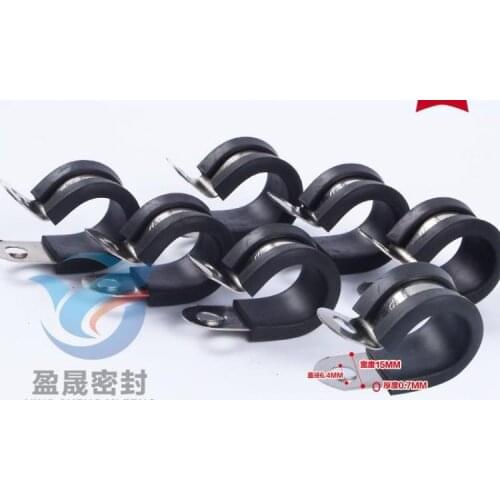 Free shipping 50pcs/lot 304 Stainless Steel Rubber Lined P Clips Cable Mounting Hose Pipe Clamp Mikalor