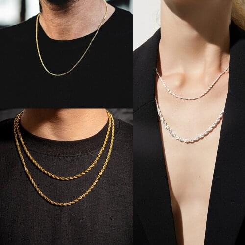 Basic Necklace for Women Men 316L Stainless Steel Rope Chain Gold Silver Color Fashion Jewelry Gift Clearance Sale Wholesale