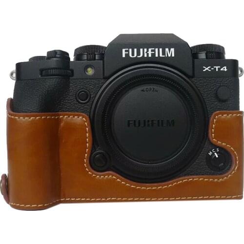 PU leather case Camera Bag Cover For Fujifilm X-T4 XT4 X T4 bottom case shell With bottom Battery Opening