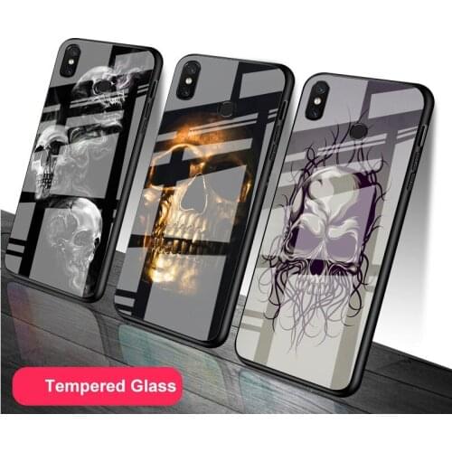Horror Skull Tempered Glass Phone Case For Redmi Note 5 6 7 8 9 Pro Note8T Note9S Redmi8 9 Cover Shell