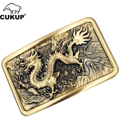 CUKUP Brand Belts Buckle DIY 3D Solid Brass Belt Buckles Chinese Style Dragon Pattern Zodiac Youth 2018 New Designers BRK006