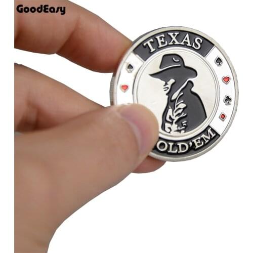 Hot Poker Commemorative Coin Poker Cards Guard Protector Metal Token Coin Texas Hold'em Poker Chip Dealer Button Silver COWBOY