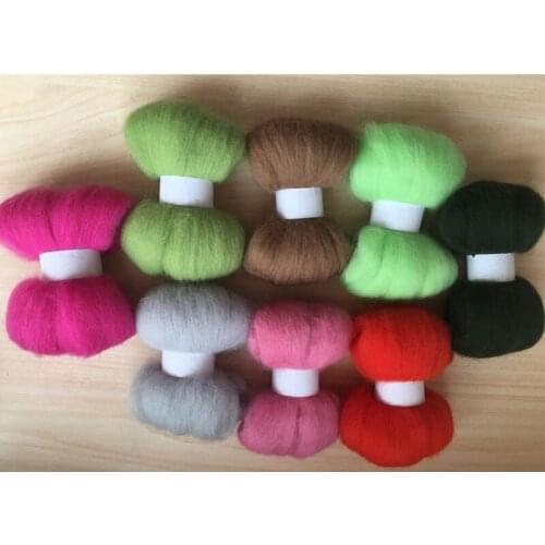 Needle felting poke fun DIY roving felt 100% merino wool fiber mix color 10g/8pcs/lot