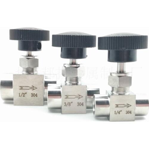 1/8" 1/4" 3/8" 1/2" BSP Equal Female Thread SS 304 Stainless Steel Flow Control Shut Off Needle Valve