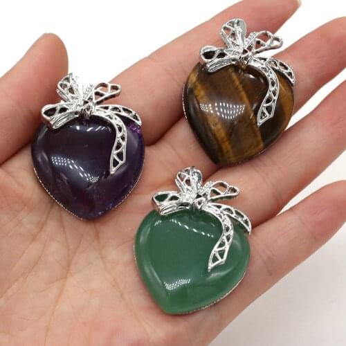 Natural Stone Pendant Heart Shaped Exquisite Semi-precious For Jewelry Making DIY Necklace Bracelet Earrings Accessory