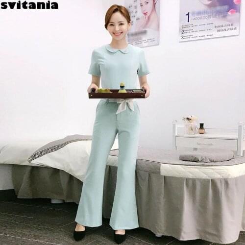 Svitania Women Pants Set Bath Spa Health Club Work Clothes Beauty Parlor Spa Club Work Wear Hotel Work Uniform