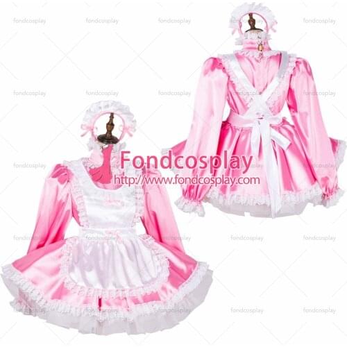 Lockable Sissy maid satin dress Uniform cosplay costume Tailor-made[G1789]