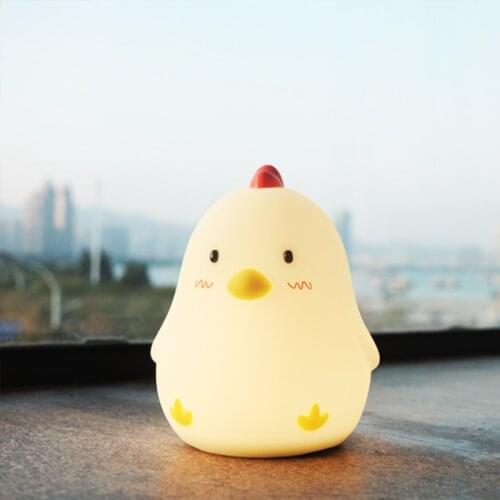Early morning chicken creative night light, rechargeable snooze alarm clock, bedroom bedside atmosphere light night light