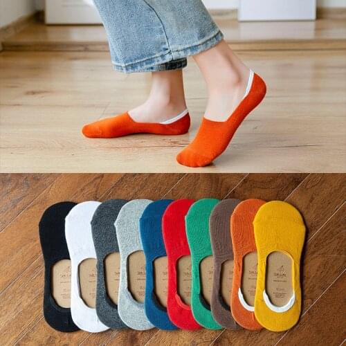 Summer korean style Socks womens 5 pairs Cotton Invisible Candys Anti-slip fashion short no-show high trend Lot socks slippers