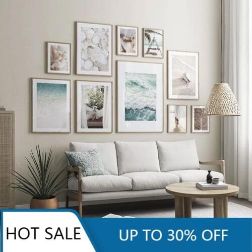 Summer Tropical Wall Art Canvas Painting Posters Prints Scandinavian Ocean Beach Shell Scenery Wall Decor Home Decoration