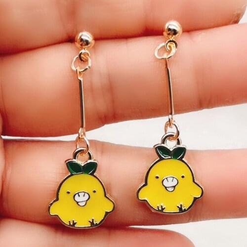 Fashion super cute Korean style simple and cute little yellow duck earrings female gift earrings jewelry wholesale