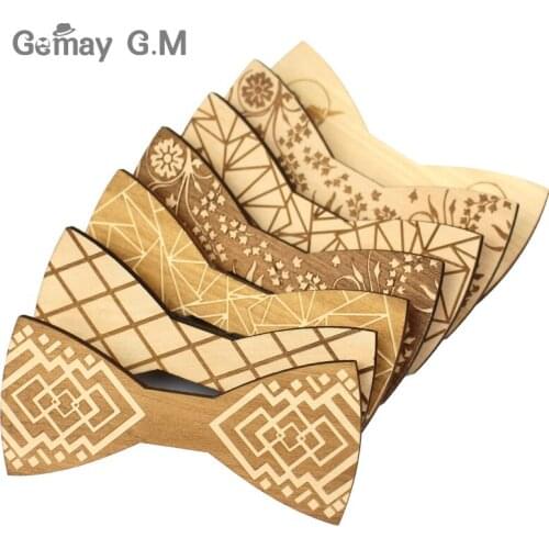 Fashion Wood Bowties For Men Mens Plaid Bow Ties Gravatas Corbatas Business Butterfly Cravat Tie For Party Wedding Wood Ties