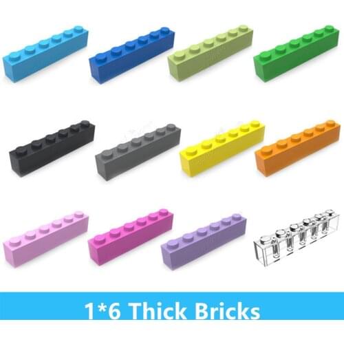 40Pcs DIY Building Blocks Thick Figures Bricks 1x6 Dots Educational Creative Size Compatible With 3009 Plastic Children Toys