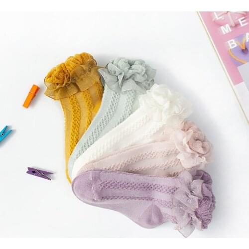1-5Yrs Cute Baby Kids Girls Ruffles Lace Princess Boat Socks Cotton Socks Toddler Newborn Baby Non-slip Floor Socks