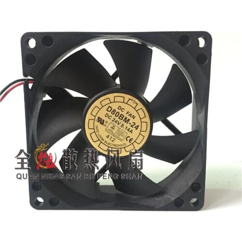 8025 D80BM-24 24V 0.14A double ball frequency cooling fan 80 * 80 * 25MM