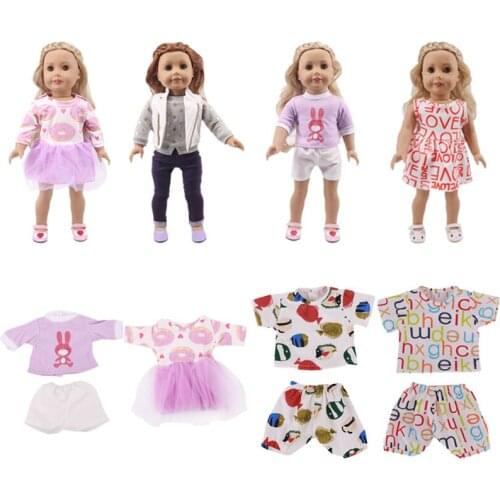 Doll Clothes Plaid Skirt&Skirt With Animal Or Letter Patterns For18 Inch&43 Cm &New Born Baby Generation Girls Birthday Gifts