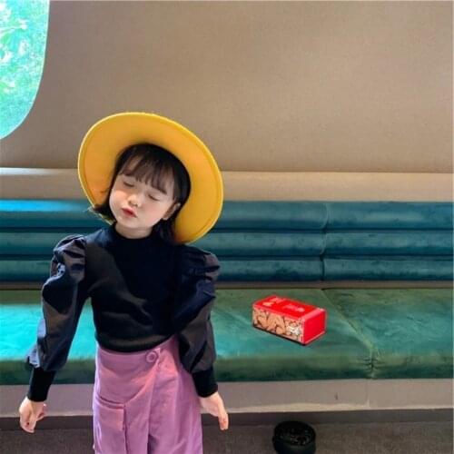 2021 Girl Baby solid colorLong sleeve knitted bottoming shirt Kids Children Clothes