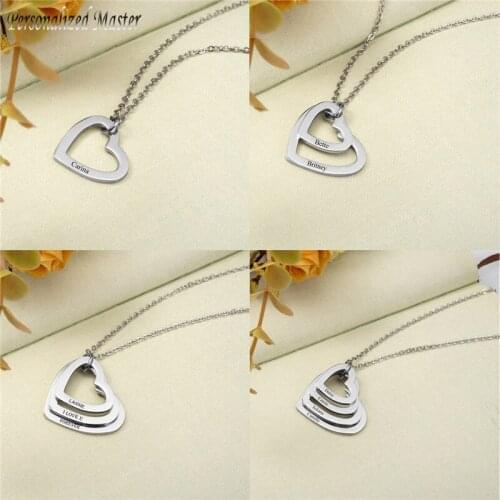 Personalized Master Customized Name Symbol Heart Pendant Necklace Hollow Heart Necklace Engraved Date Letter Mom Birthday Gift