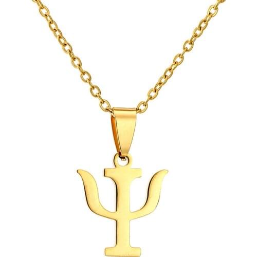 PSI Symbol Necklaces For Women Men Stainless Steel Psychology Pendant Necklace Greek Letter Jewelry Gift