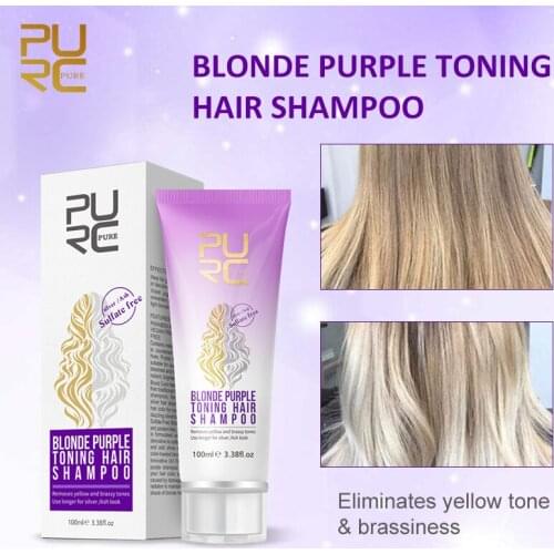 PURC Professional Blonde Bleached No Yellow Shampoo Purple Shampoo Removes Yellow Brassy Tones Blonde Hair Care Salon Products