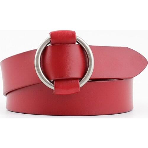 Round Buckle Personalized Belt Ladies Simple Wild Korean Casual Black Leather Belt Decoration Jeans Belt Belt Width Style Gender